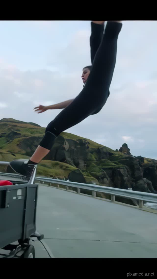 Backflip Over the Cliffside Cart - Action & Stunts AI stock
